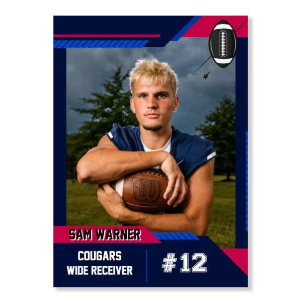Football Card Template 16 - Blue & Red