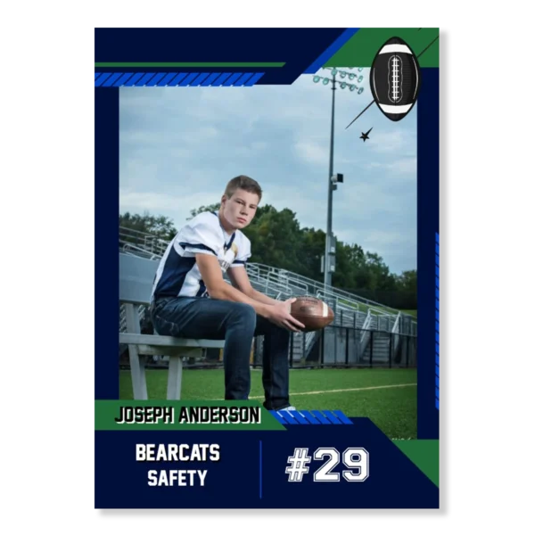 Football Card Template 17 - Blue & Green
