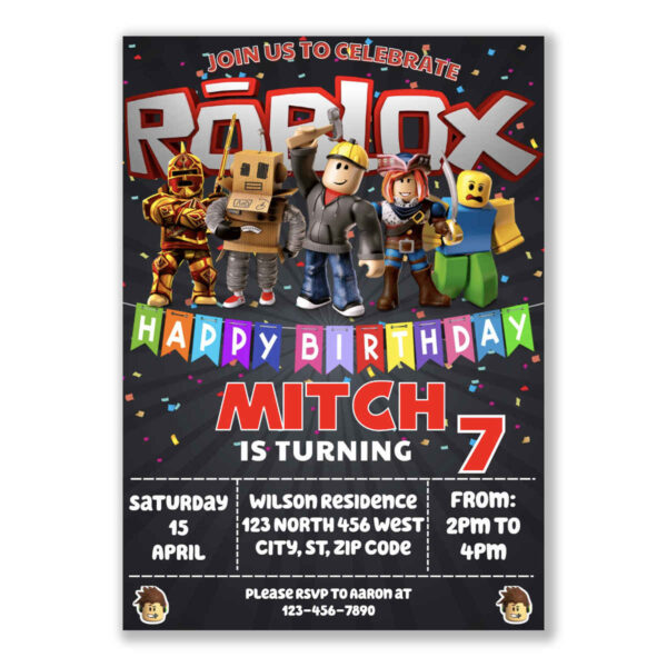 Roblox Birthday Invitation